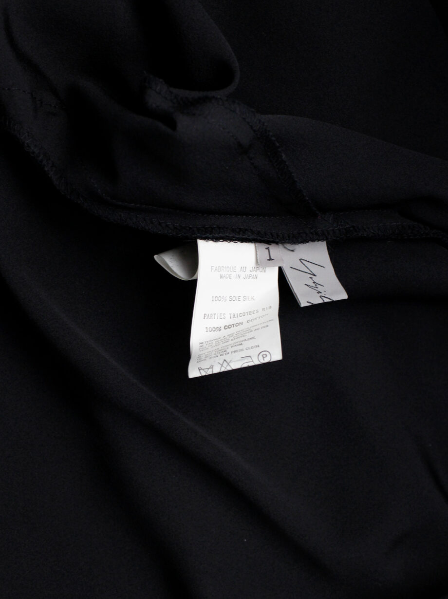 Yohji Yamamoto black silk blouse with front zipper and side drape (10)