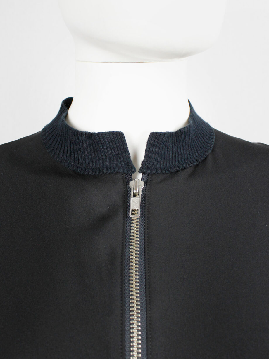 Yohji Yamamoto black silk blouse with front zipper and side drape (12)