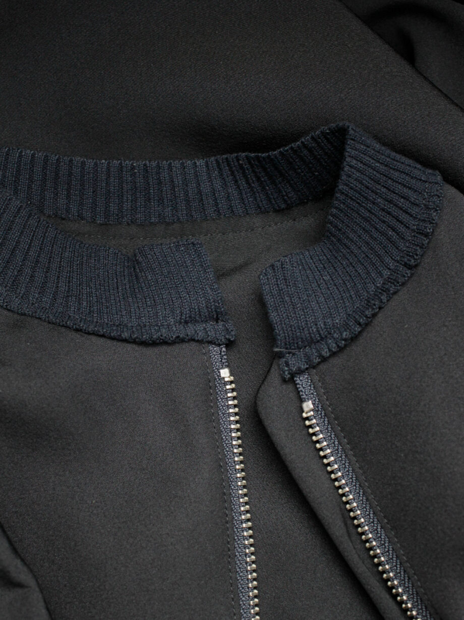 Yohji Yamamoto black silk blouse with front zipper and side drape (8)