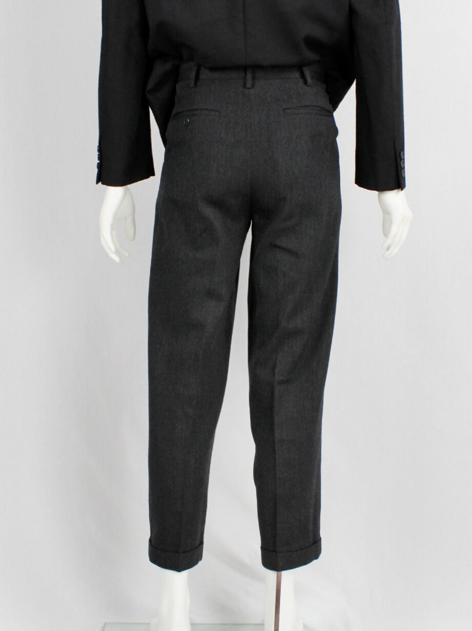 Ys for men dark grey tapered trousers with pleats at the waist 1980s 80s (2)