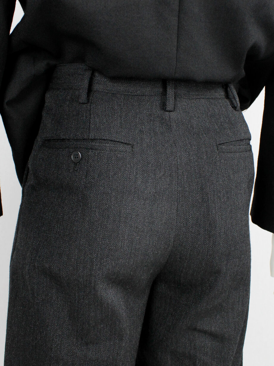 Ys for men dark grey tapered trousers with pleats at the waist 1980s 80s (3)