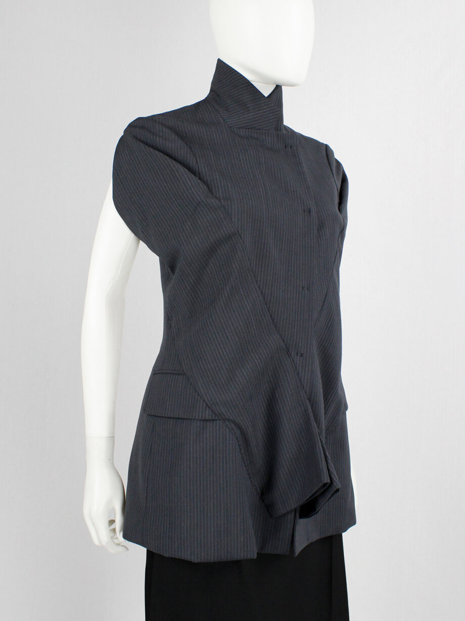 a f Vandevorst grey pinstripe blazer deconstructed into a vest fall 2001 (1)