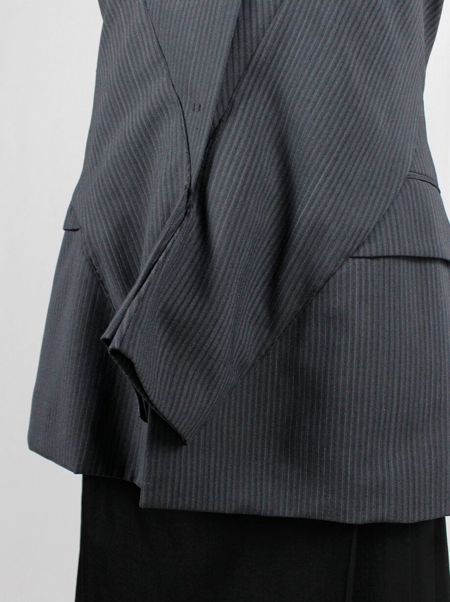 a f Vandevorst grey pinstripe blazer deconstructed into a vest fall 2001 (10)