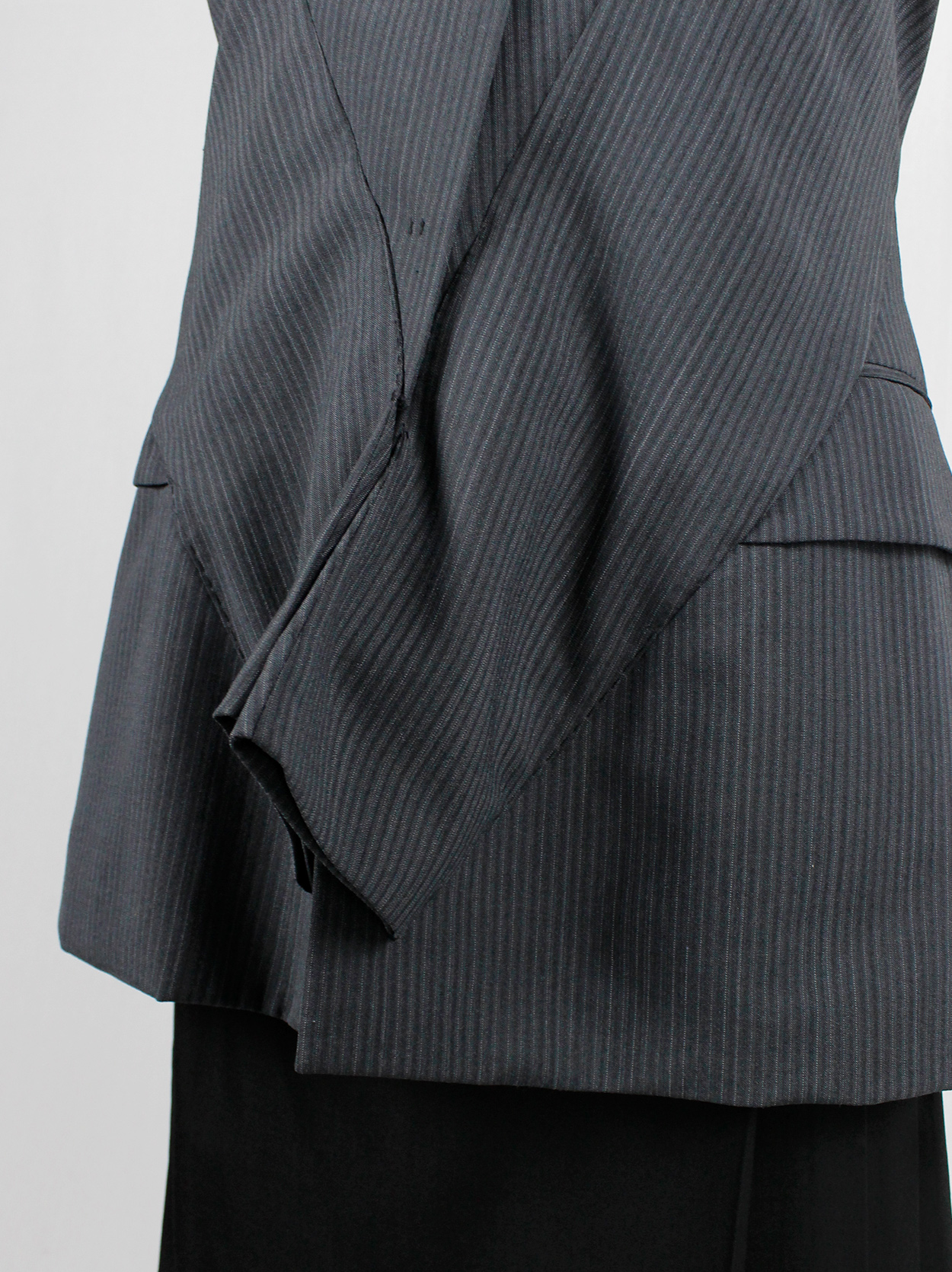 A.F. Vandevorst grey pinstripe blazer deconstructed into a vest — fall ...