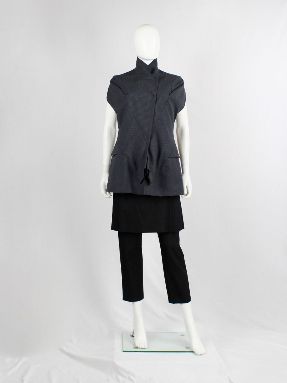 a f Vandevorst grey pinstripe blazer deconstructed into a vest fall 2001 (12)