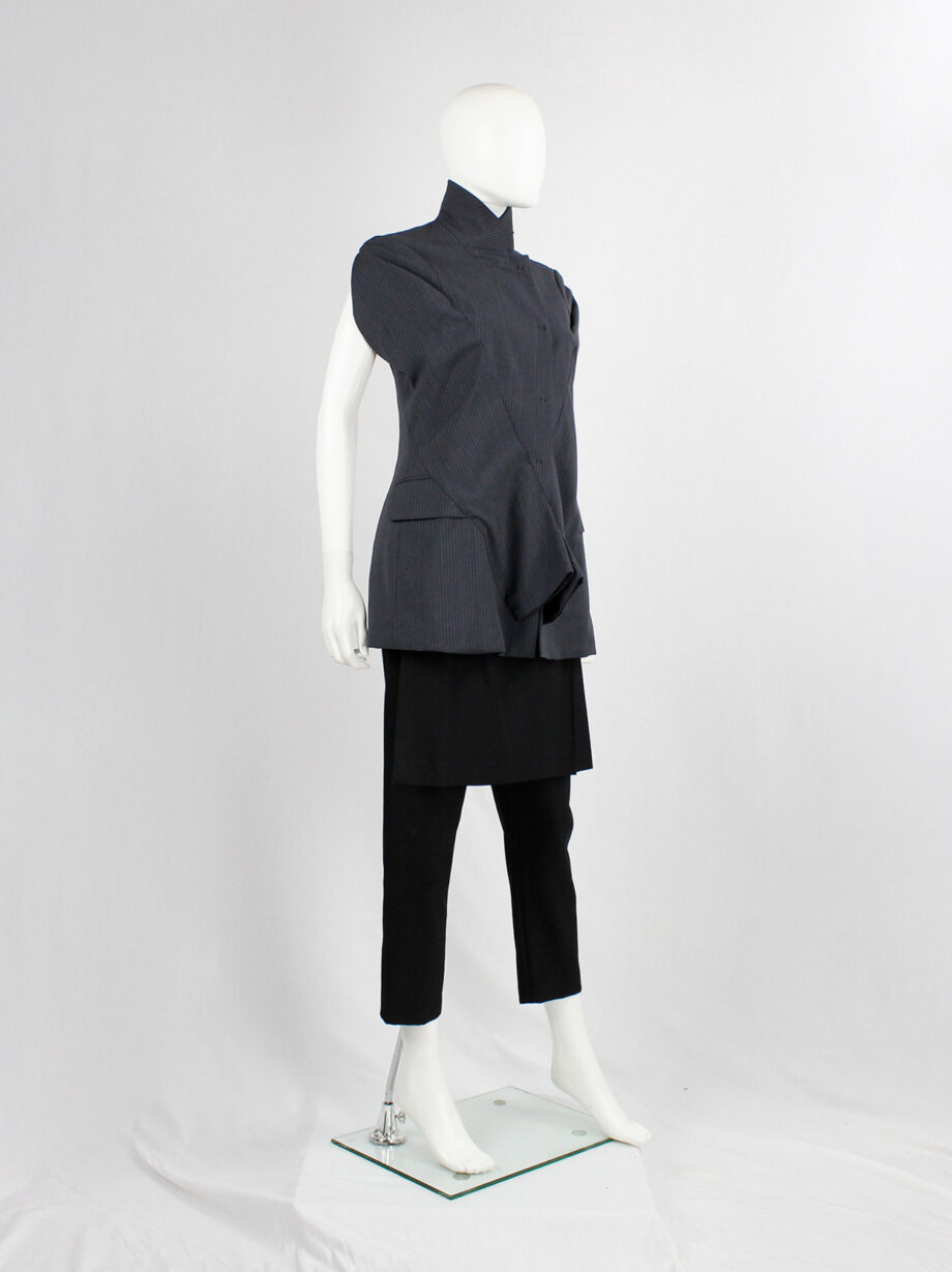 a f Vandevorst grey pinstripe blazer deconstructed into a vest fall 2001 (13)