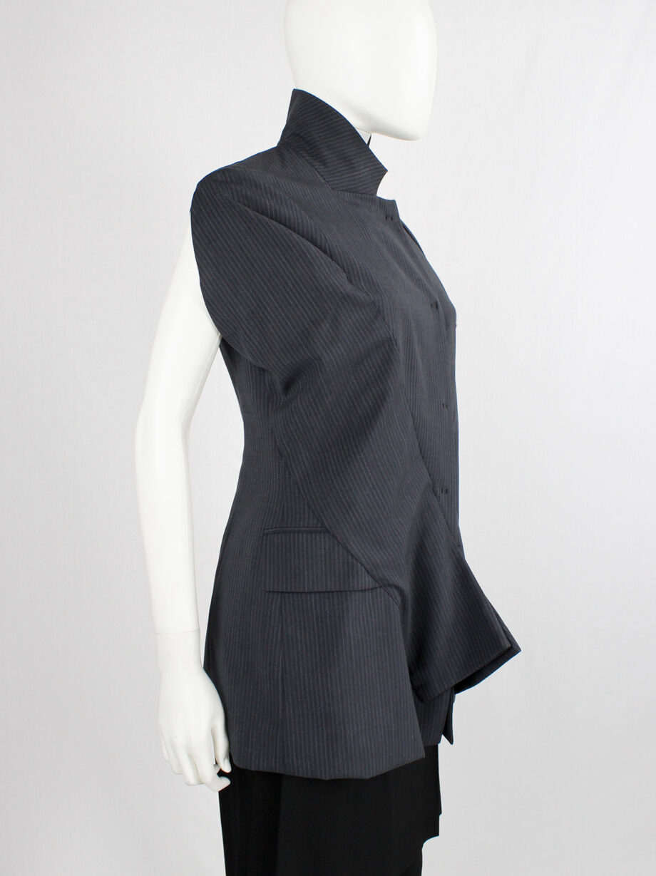 a f Vandevorst grey pinstripe blazer deconstructed into a vest fall 2001 (2)