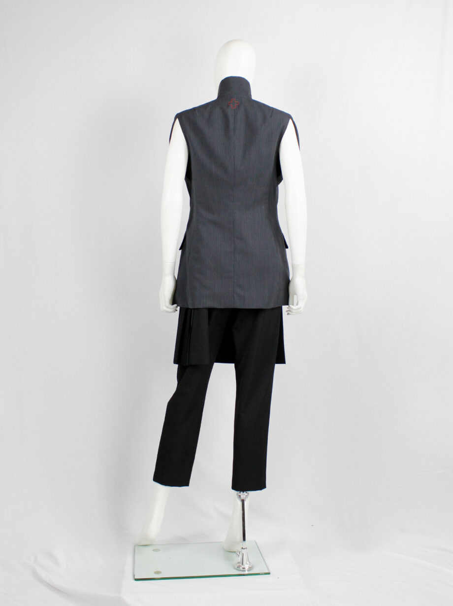 a f Vandevorst grey pinstripe blazer deconstructed into a vest fall 2001 (4)