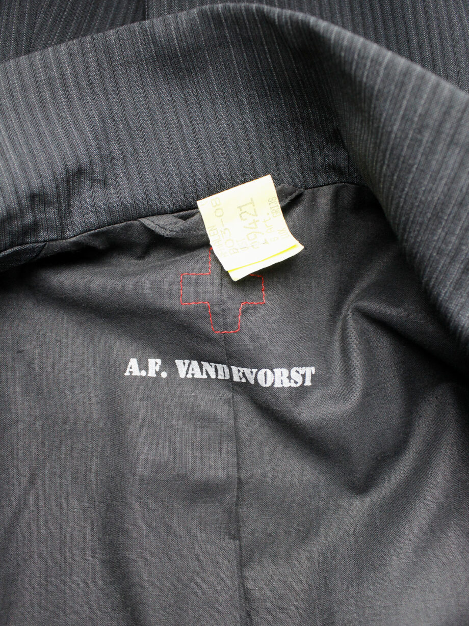 a f Vandevorst grey pinstripe blazer deconstructed into a vest fall 2001 (6)