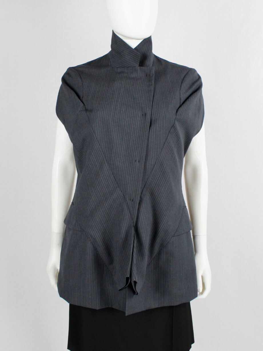a f Vandevorst grey pinstripe blazer deconstructed into a vest fall 2001 (8)