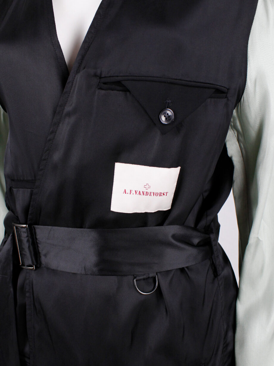 af Vandevorst black satin inside-out jacket with mint open sleeves spring 2020 (10)