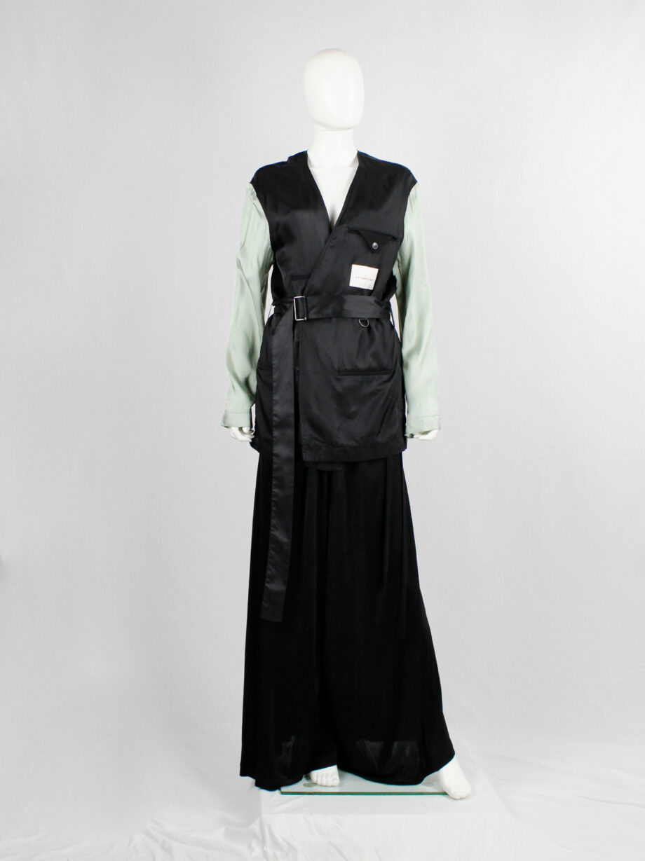 af Vandevorst black satin inside-out jacket with mint open sleeves spring 2020 (11)