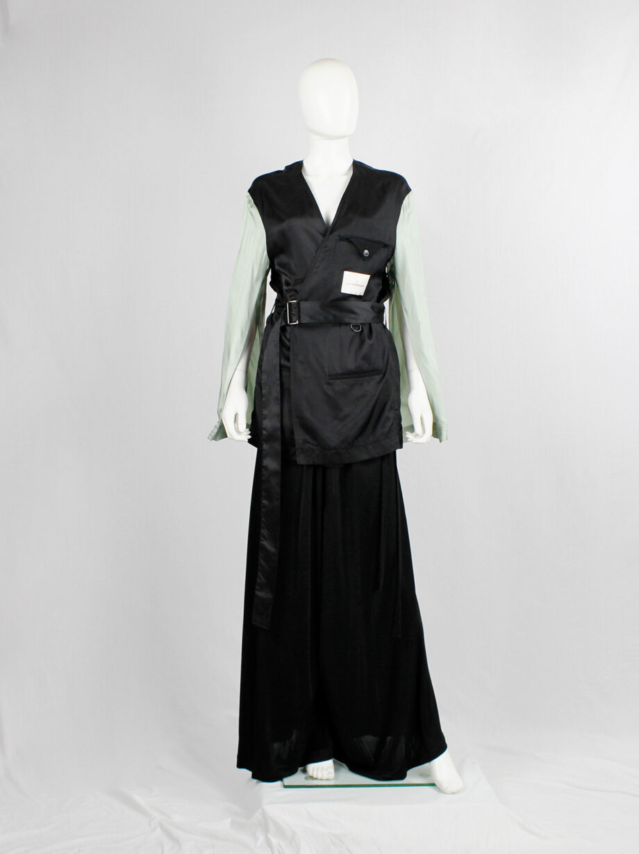 af Vandevorst black satin inside-out jacket with mint open sleeves spring 2020 (3)