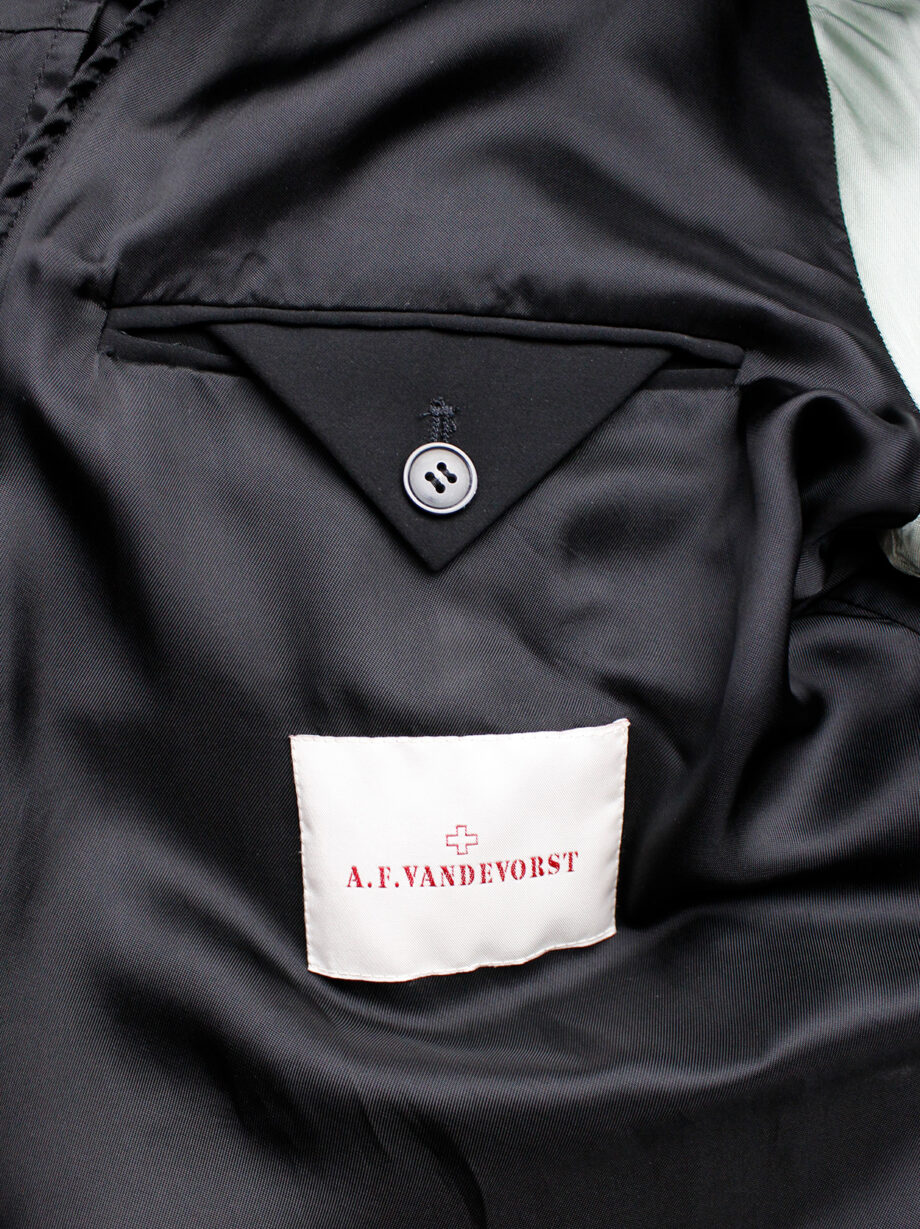 af Vandevorst black satin inside-out jacket with mint open sleeves spring 2020 (4)