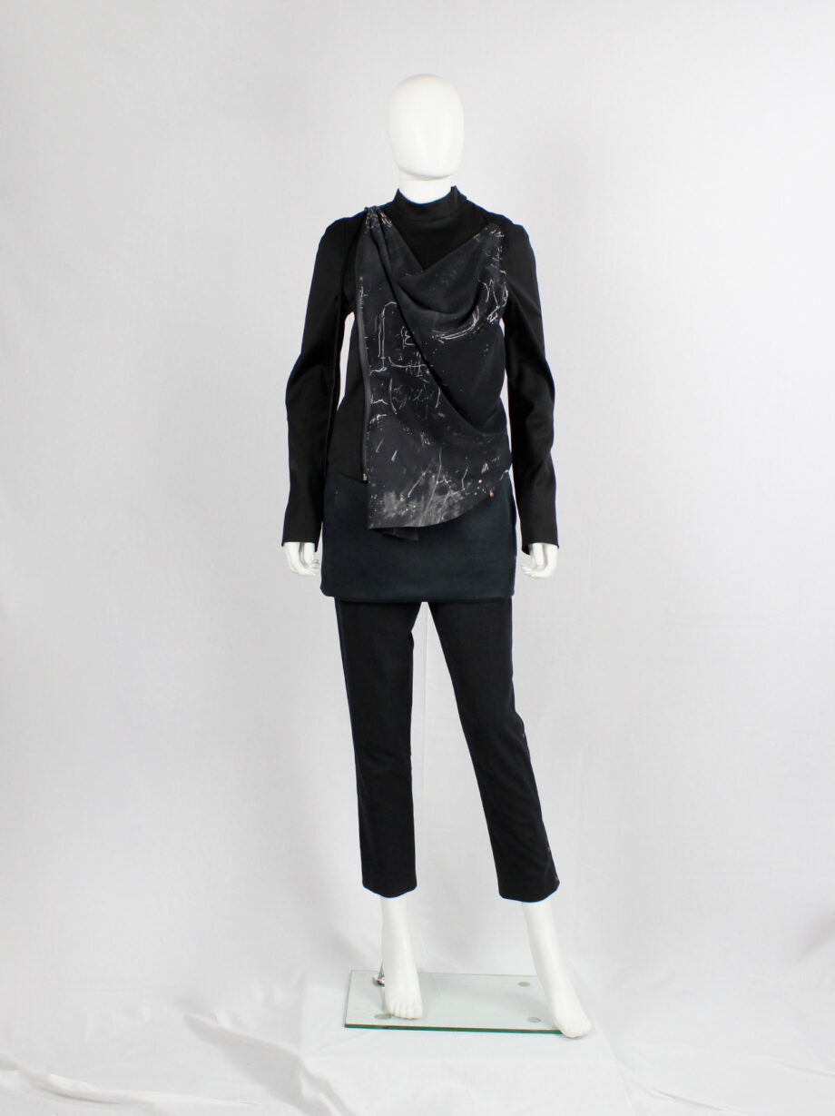 archive a f Vandevorst black draped fencing jacket with chalk print fall 2010 (17)