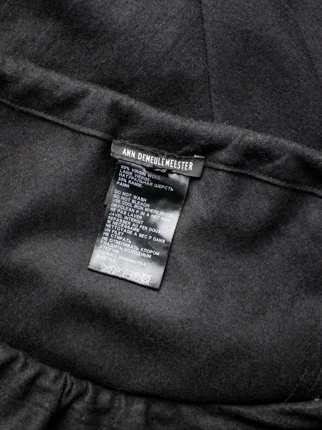 Ann Demeulemeester black wool maxi skirt with mermaid train — fall 2006 ...
