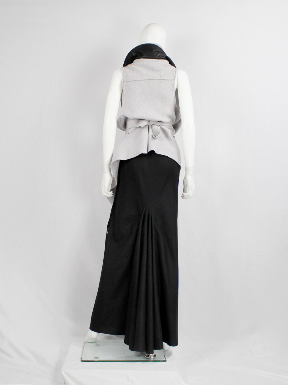 vintage Ann Demeulemeester black wool maxi skirt with mermaid train fall 2006 (11)