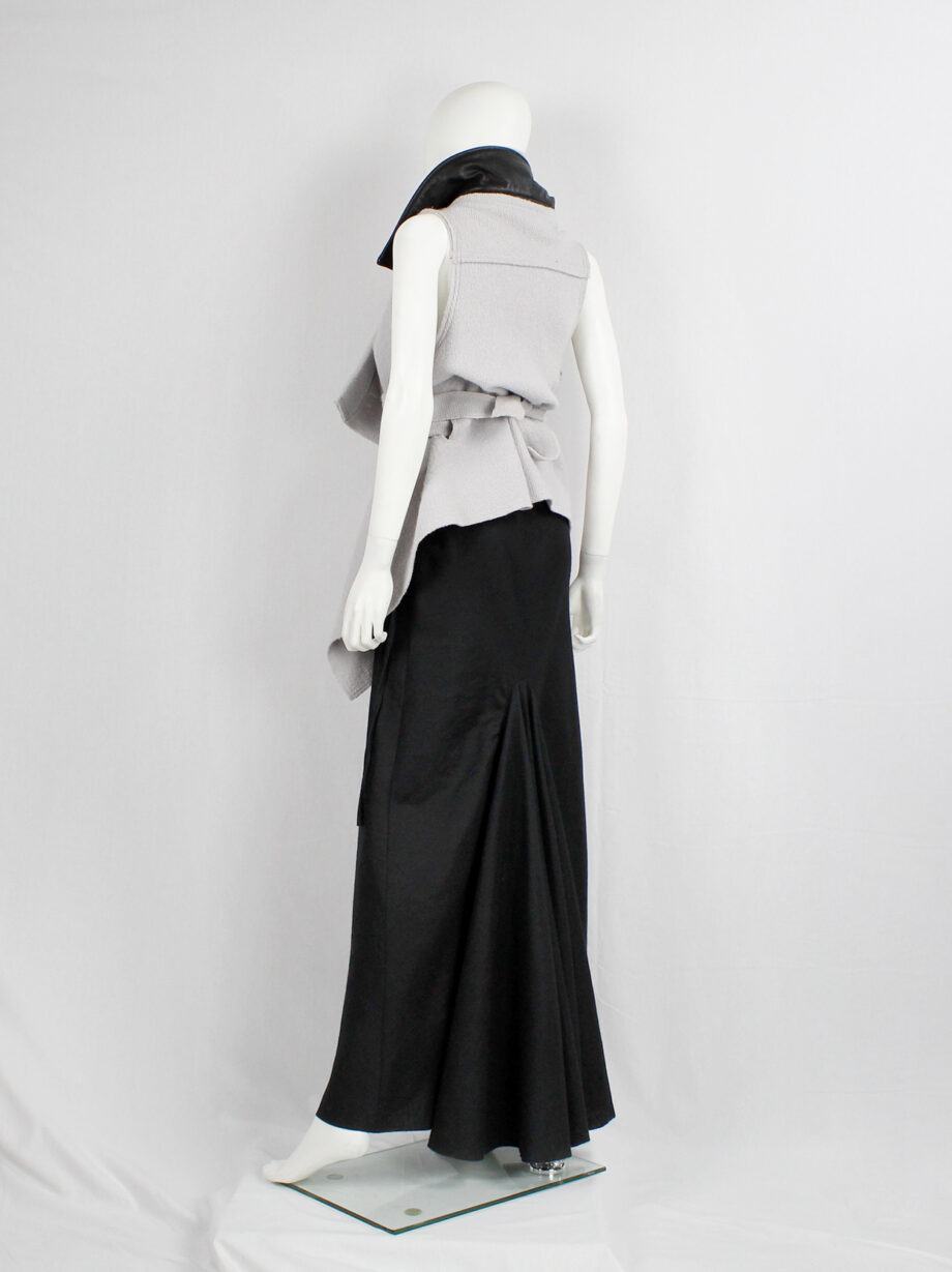 vintage Ann Demeulemeester black wool maxi skirt with mermaid train fall 2006 (12)