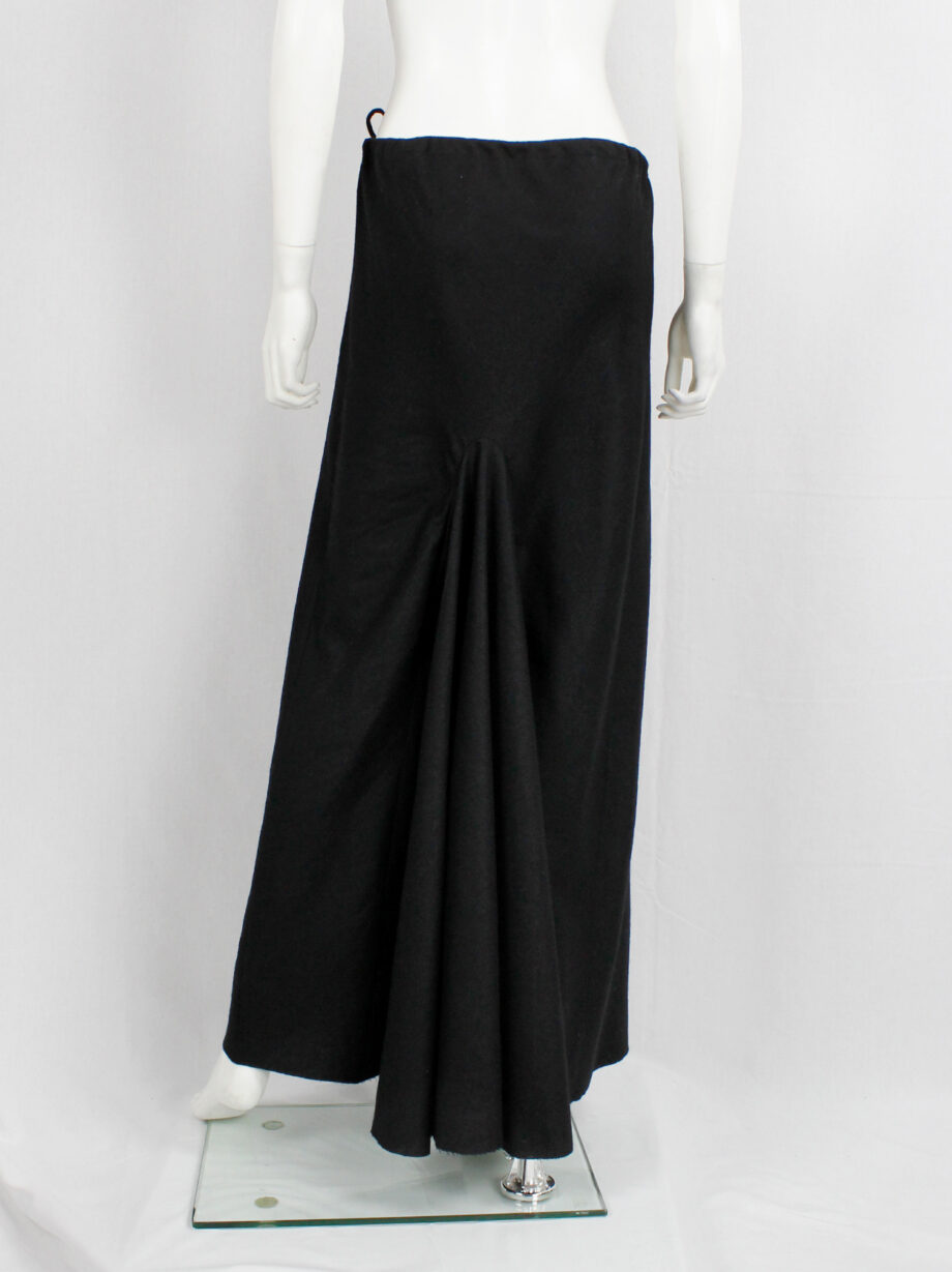 vintage Ann Demeulemeester black wool maxi skirt with mermaid train fall 2006 (8)
