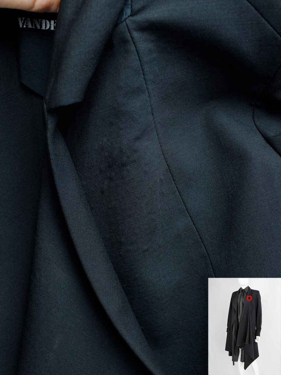 vintage Vandevorst black asymmetric coat with draped cowl volume along the front (20)