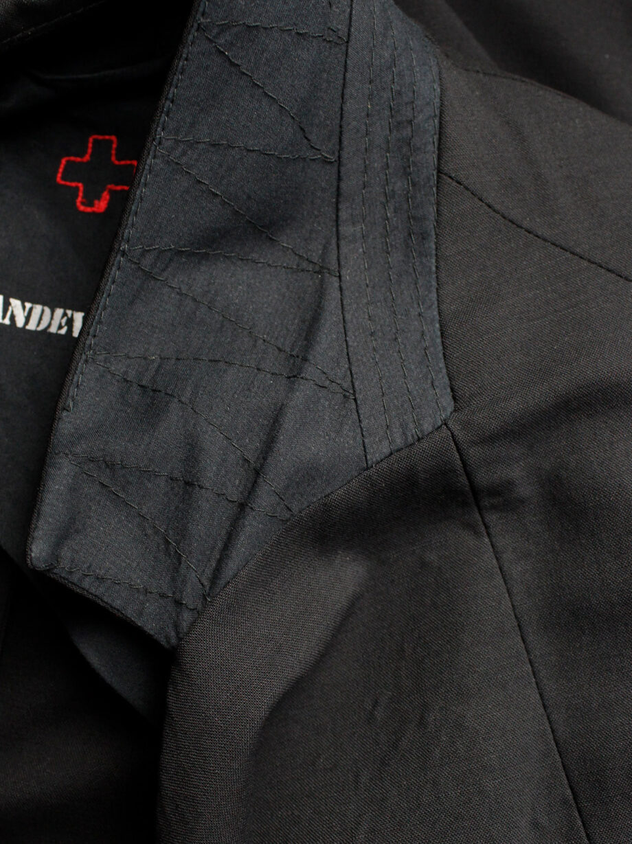 vintage Vandevorst black asymmetric coat with draped cowl volume along the front (22)
