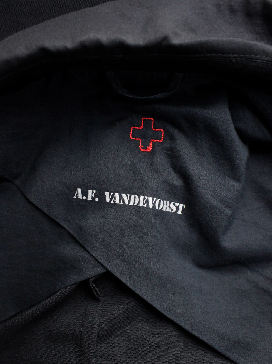 vintage Vandevorst black asymmetric coat with draped cowl volume along the front (23)