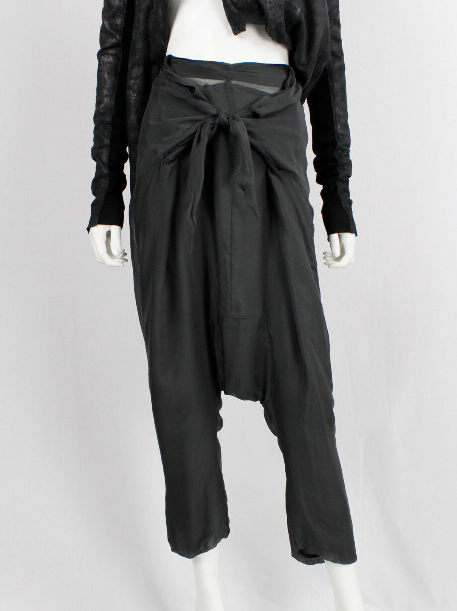 vintage Rick Owens ANTHEM khaki drop crotch trousers with front ties spring 2011 (3)