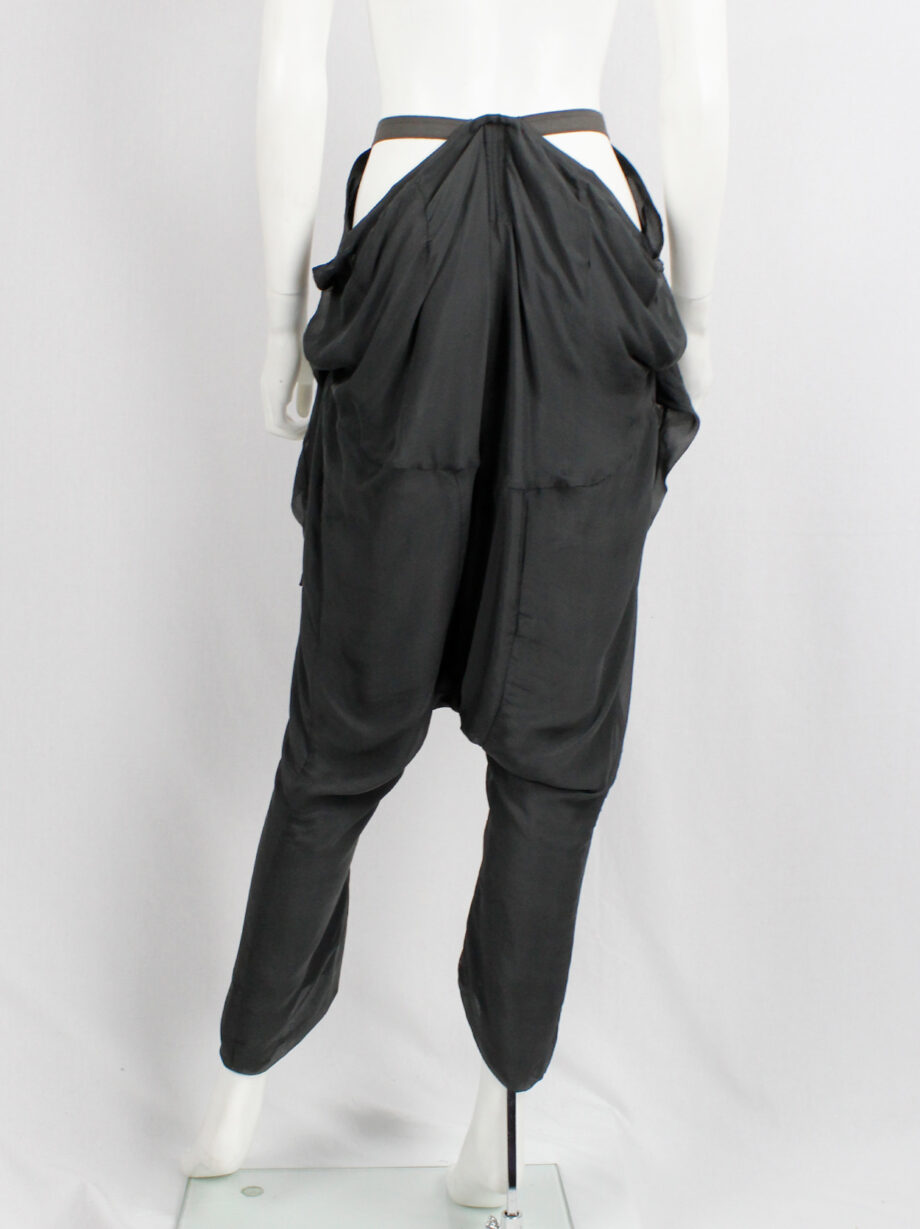vintage Rick Owens ANTHEM khaki drop crotch trousers with front ties spring 2011 (9)