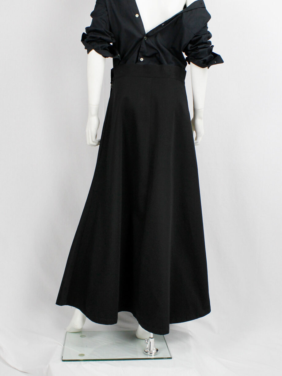 vintage Yohji Yamamoto black structured A-line maxi skirt (1)