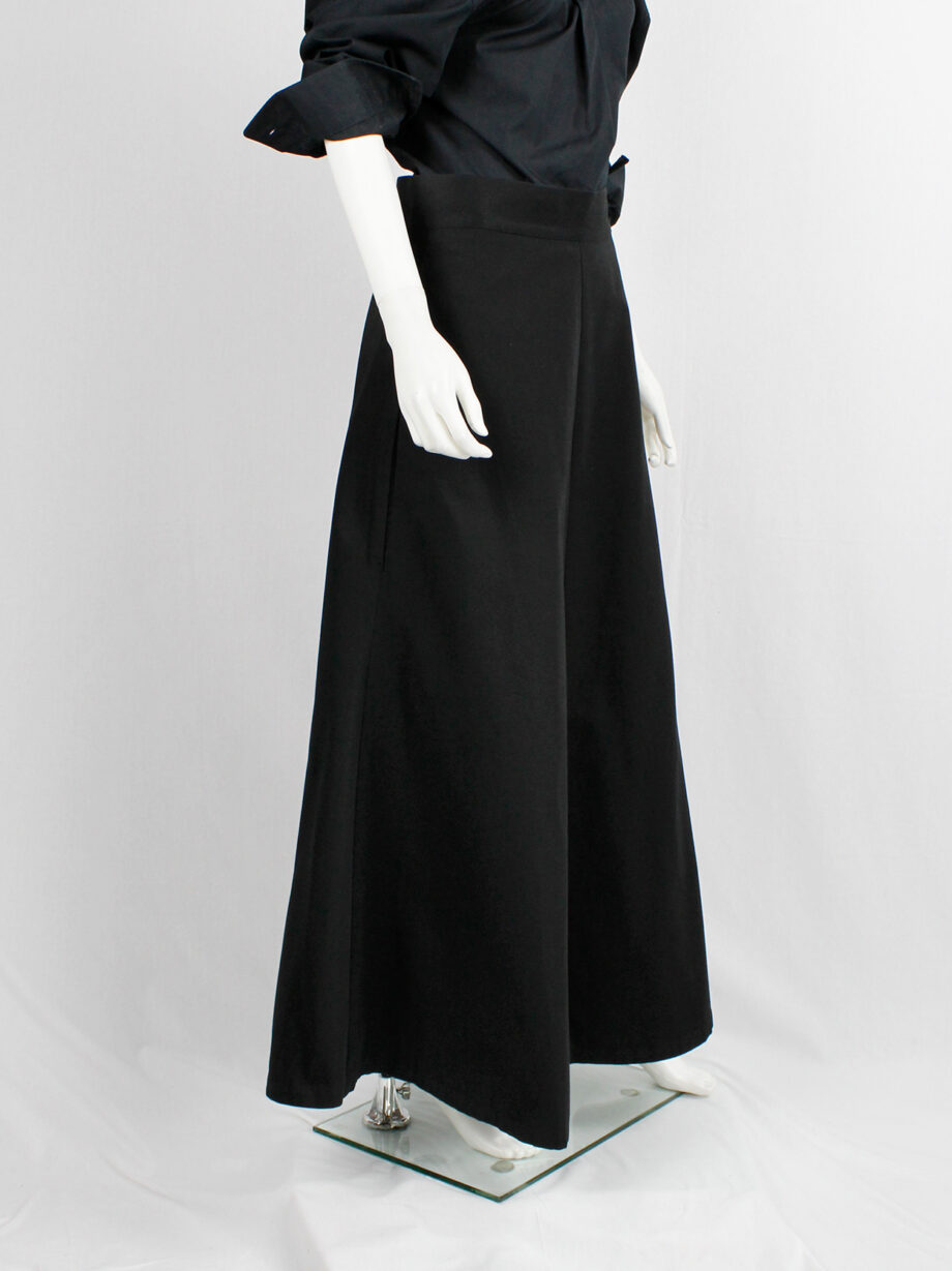 vintage Yohji Yamamoto black structured A-line maxi skirt (12)