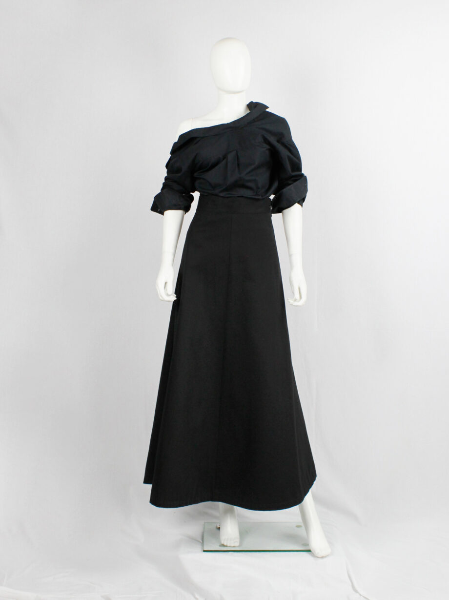 vintage Yohji Yamamoto black structured A-line maxi skirt (2)