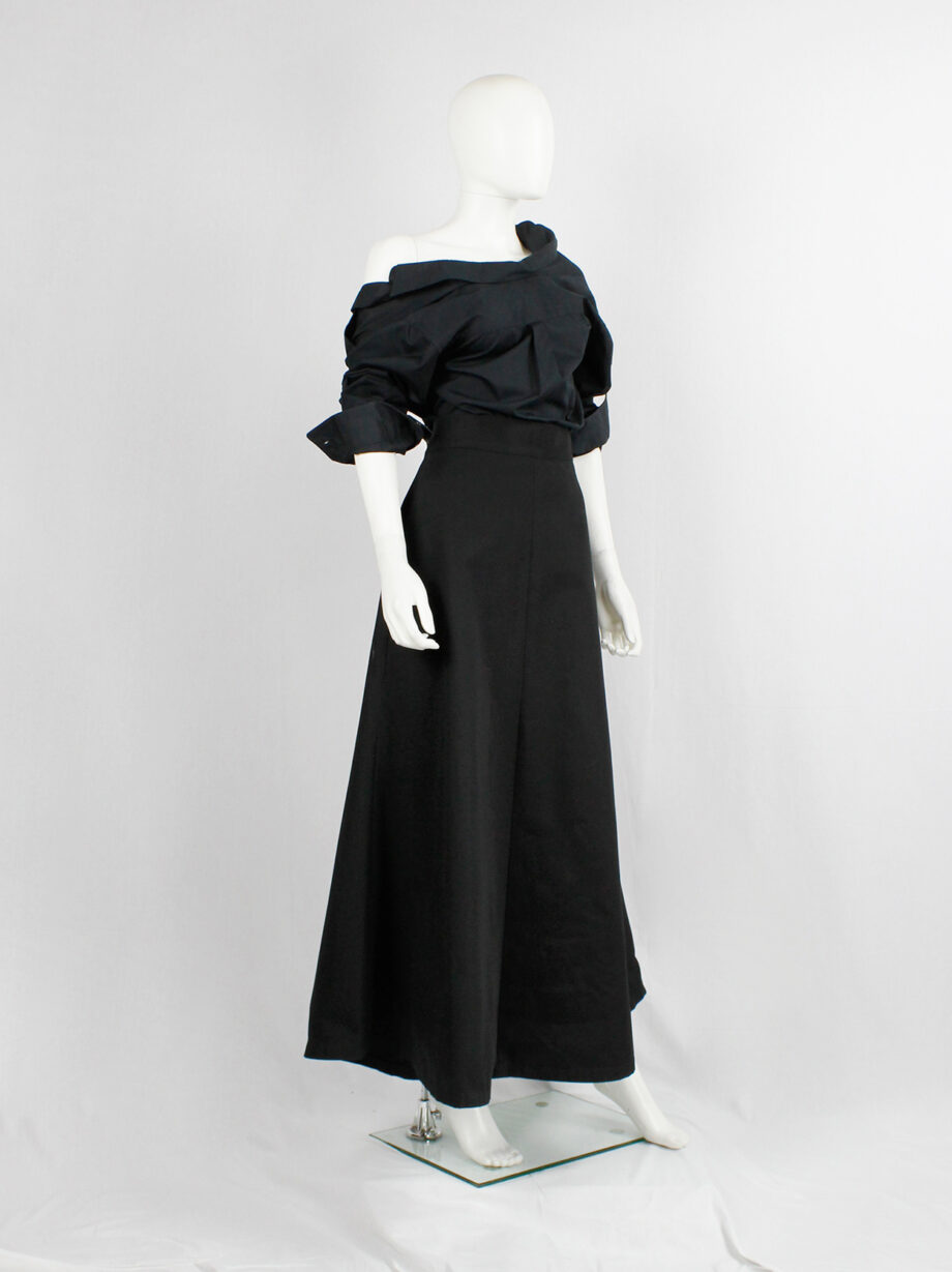 vintage Yohji Yamamoto black structured A-line maxi skirt (3)