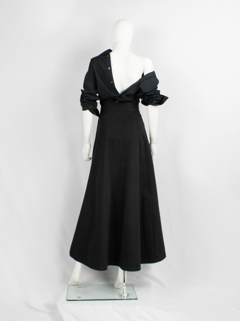 vintage Yohji Yamamoto black structured A-line maxi skirt (4)
