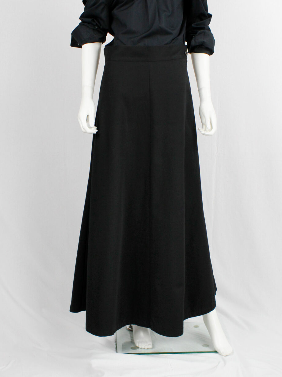 vintage Yohji Yamamoto black structured A-line maxi skirt (9)