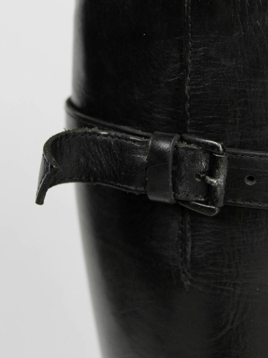 Ann Demeulemeester Blanche black vitello riding boots with belt strap detail (19)
