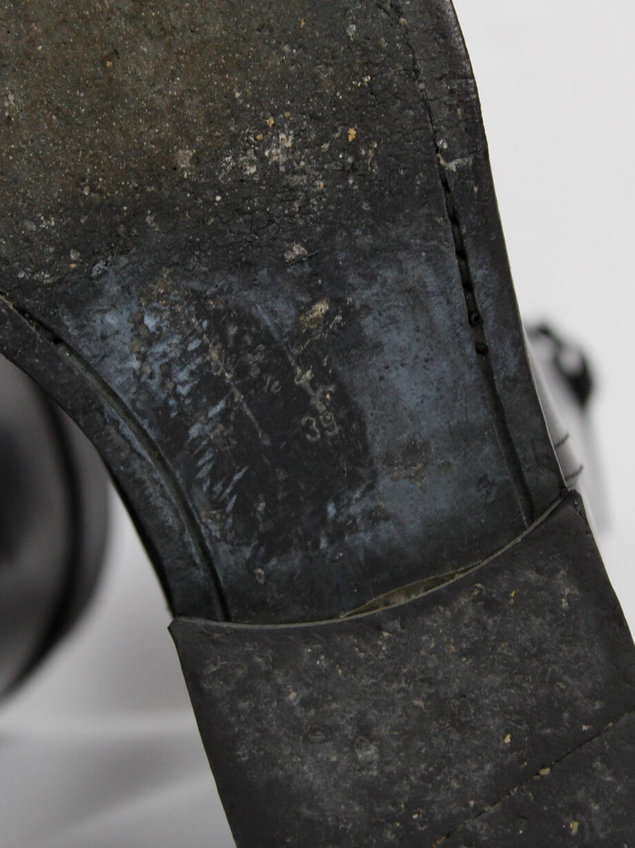 Ann Demeulemeester Blanche black vitello riding boots with belt strap detail (21)