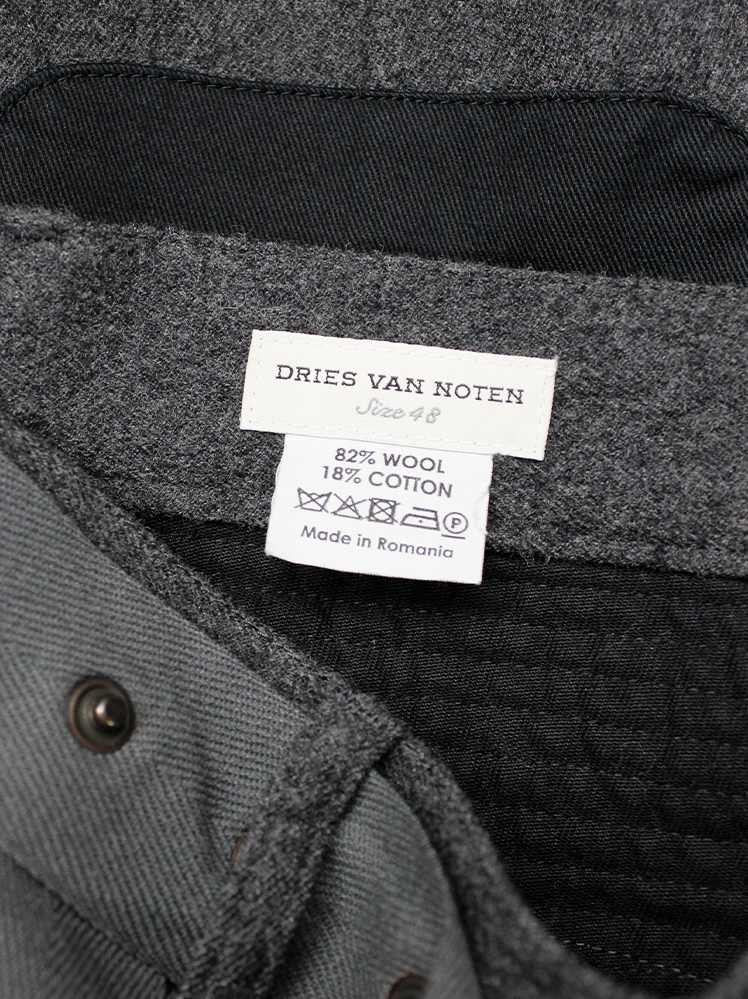 vintage Dries Van Noten grey biker trousers with dark and light grey panelling fall 2014 (16)