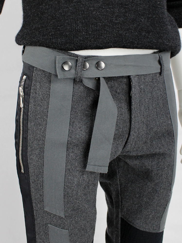 vintage Dries Van Noten grey biker trousers with dark and light grey panelling fall 2014 (6)