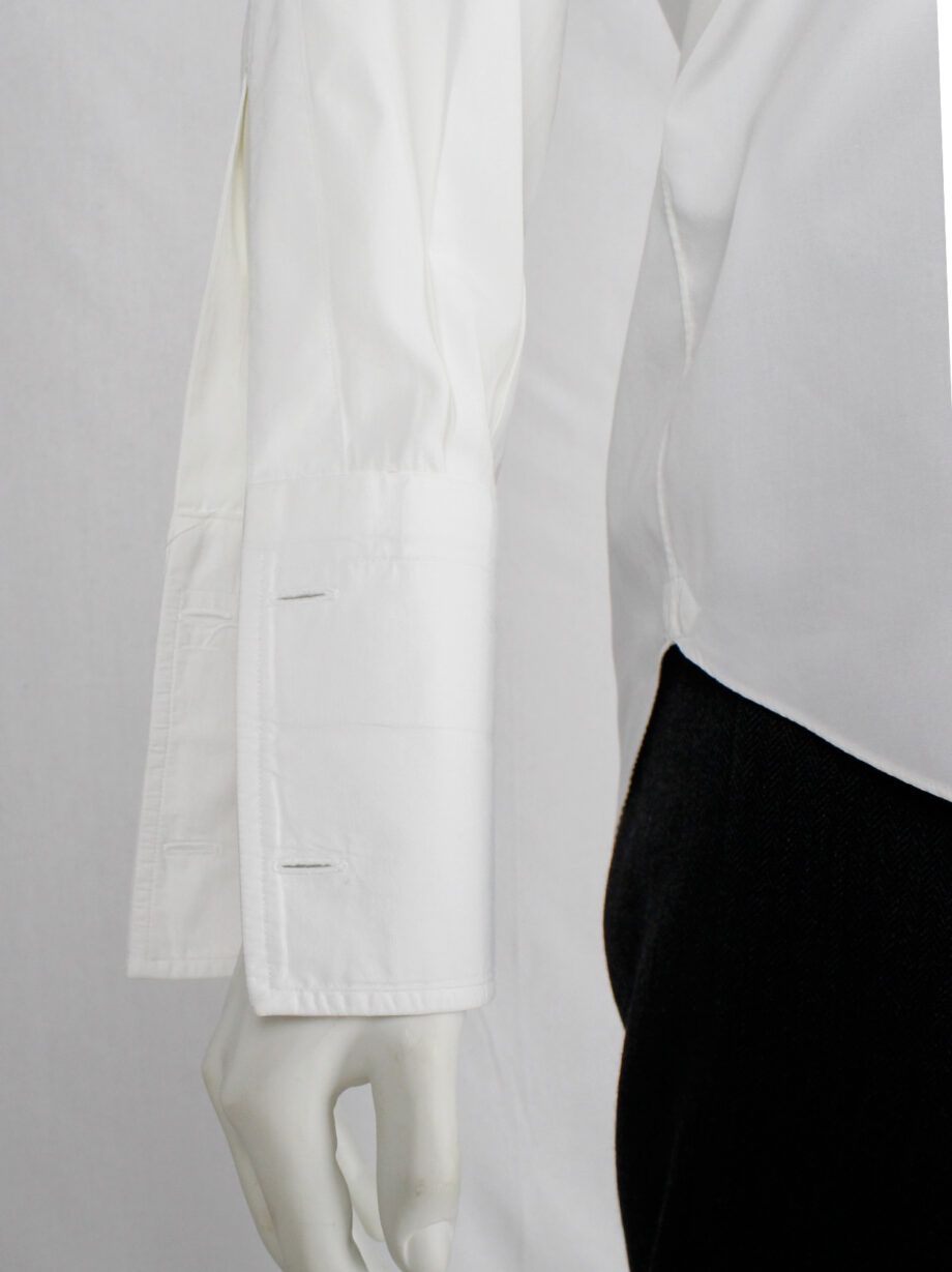 vintage Maison Martin Margiela artisanal white shirt made of two different shirts fused together spring 2003 (1)