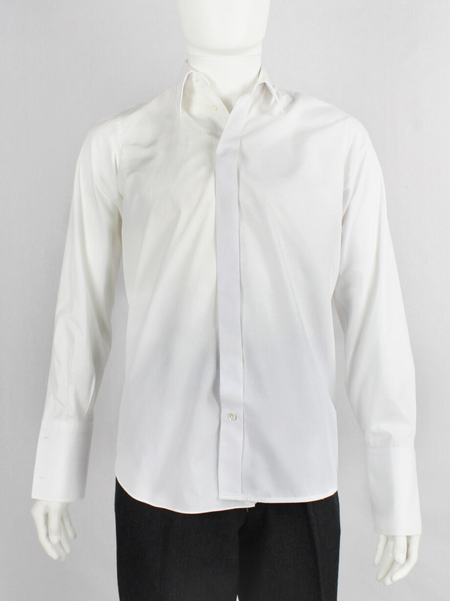 vintage Maison Martin Margiela artisanal white shirt made of two different shirts fused together spring 2003 (11)