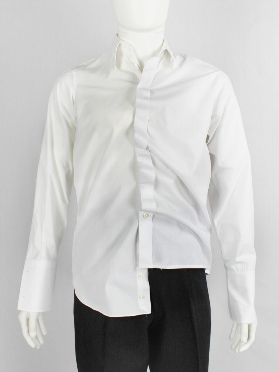 vintage Maison Martin Margiela artisanal white shirt made of two different shirts fused together spring 2003 (17)