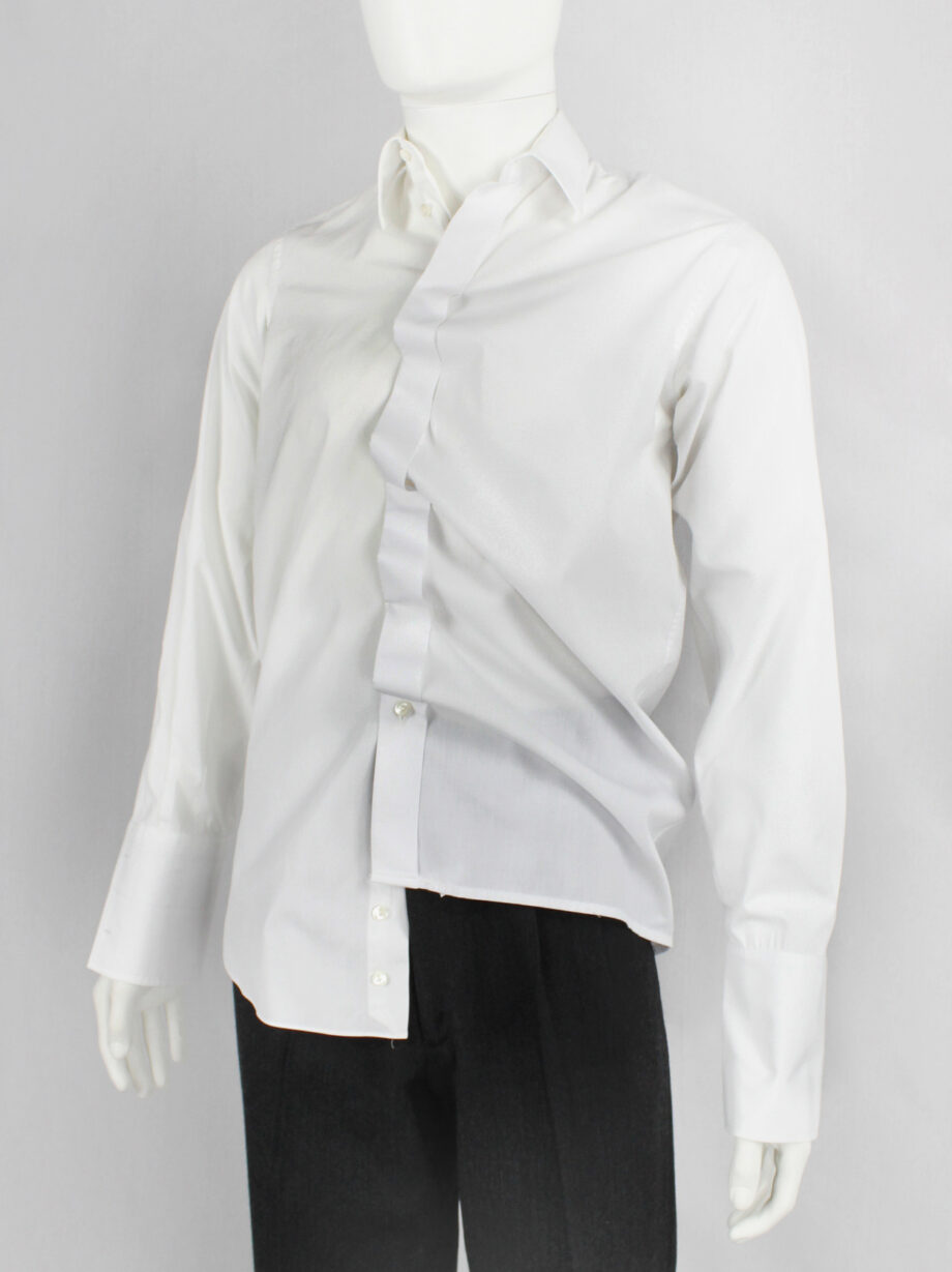 vintage Maison Martin Margiela artisanal white shirt made of two different shirts fused together spring 2003 (18)