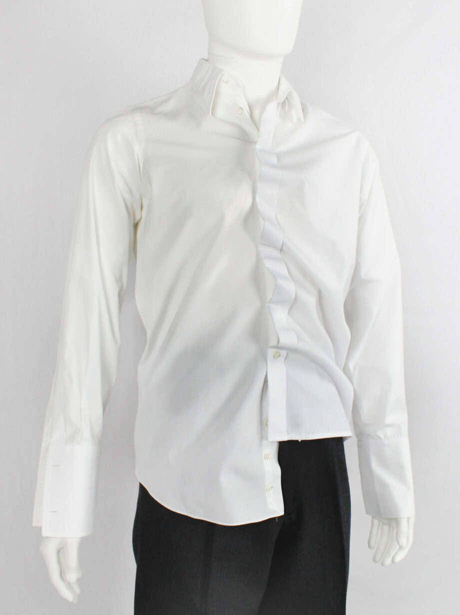vintage Maison Martin Margiela artisanal white shirt made of two different shirts fused together spring 2003 (19)