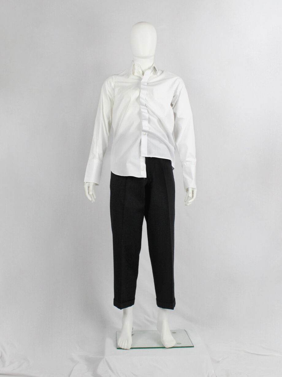 vintage Maison Martin Margiela artisanal white shirt made of two different shirts fused together spring 2003 (2)