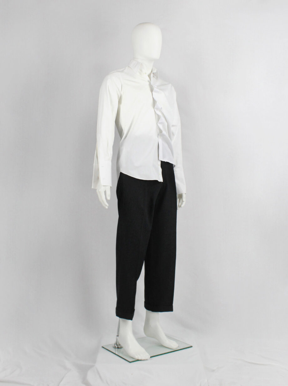 vintage Maison Martin Margiela artisanal white shirt made of two different shirts fused together spring 2003 (3)