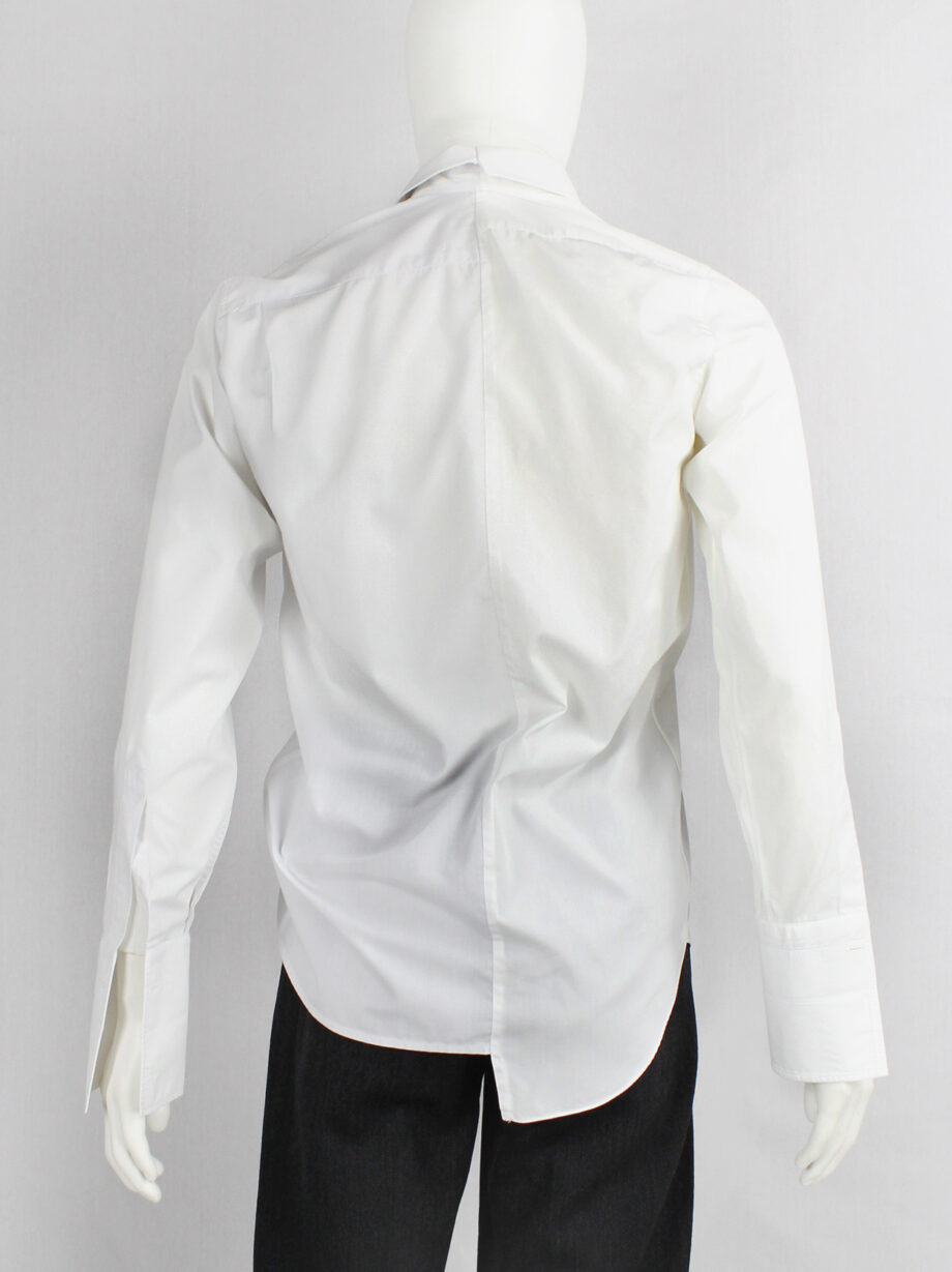 vintage Maison Martin Margiela artisanal white shirt made of two different shirts fused together spring 2003 (6)