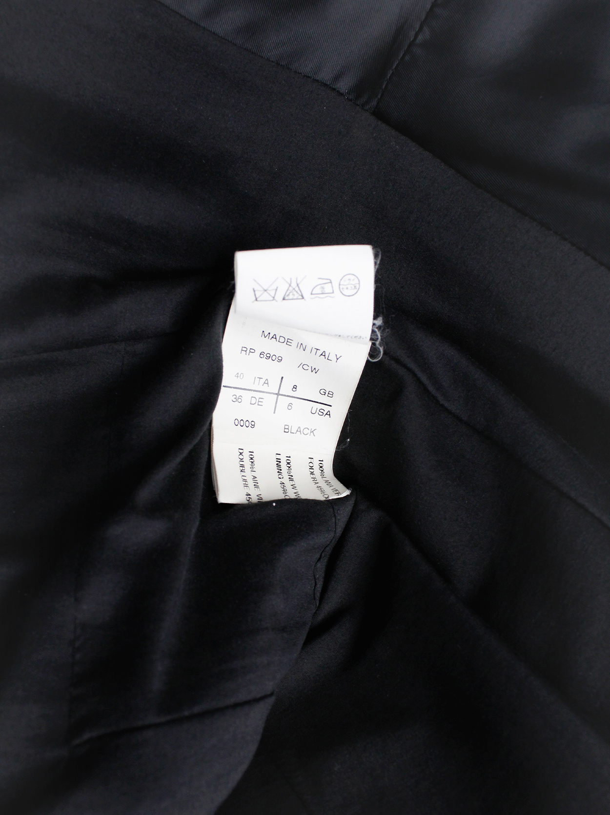 Rick Owens black long minimalist wool coat with one button closure - V ...