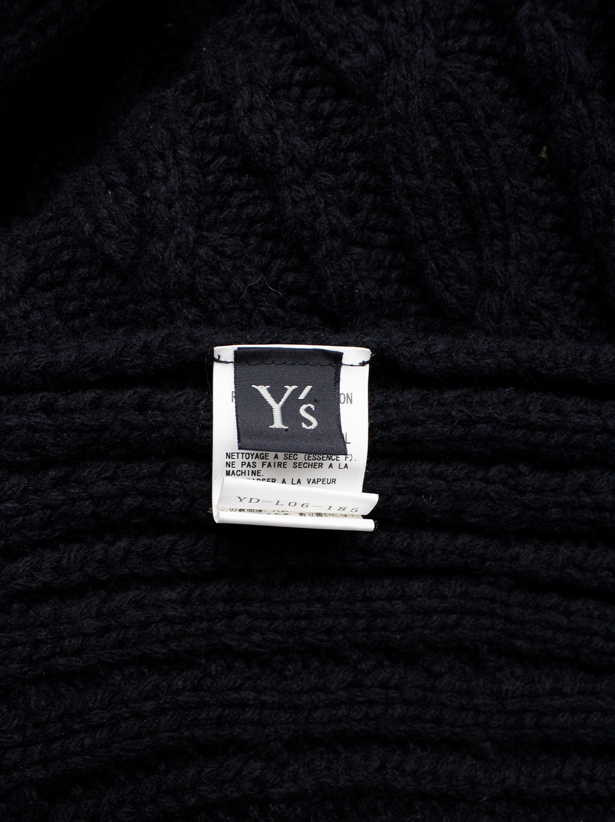 Y's Yohji Yamamoto black knit poncho scarf with oversized turtleneck ...