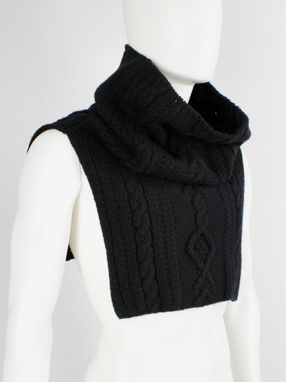 vintage Yohji Yamamoto black knit poncho scarf with oversized turtleneck collar (2)