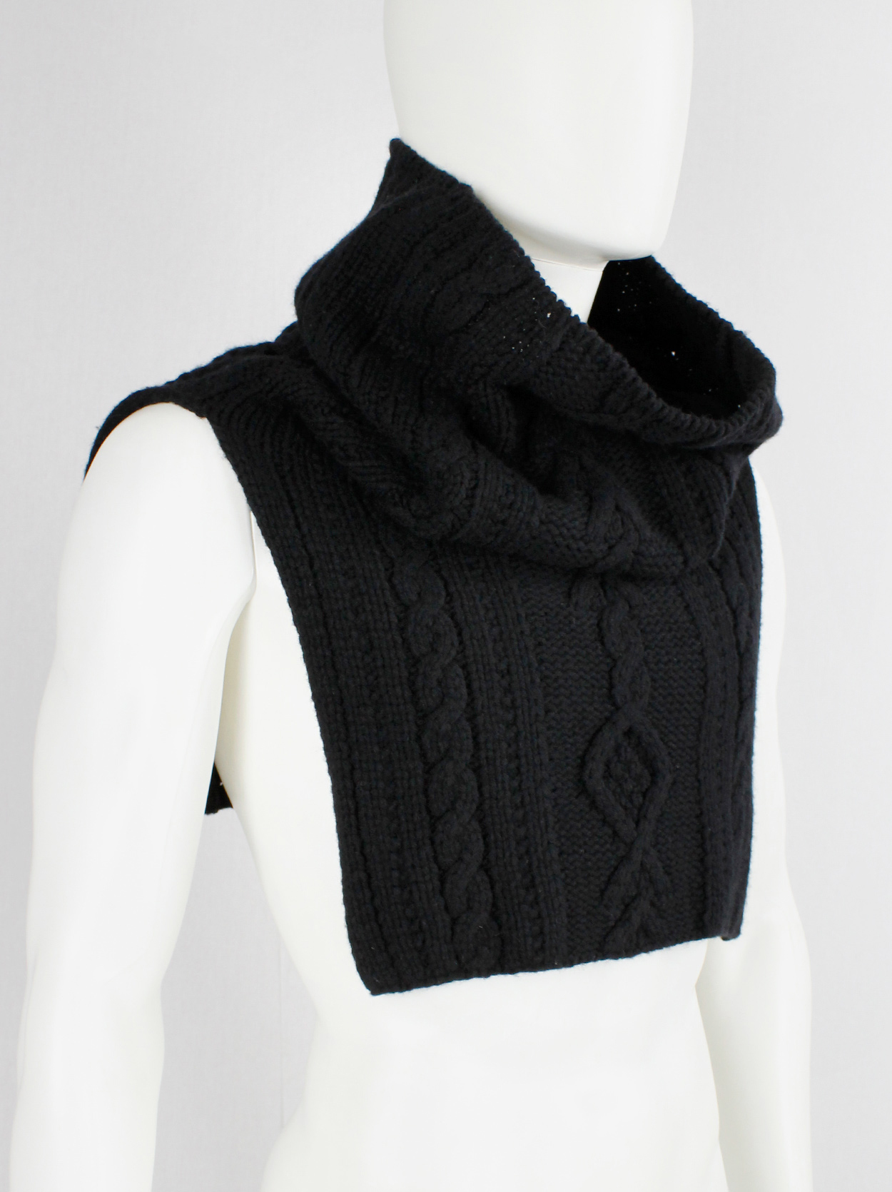 Y's Yohji Yamamoto black knit poncho scarf with oversized turtleneck collar  - V A N II T A S